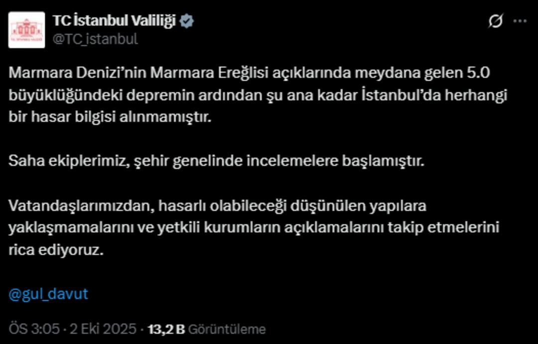 Son Dakika | Deprem İstanbul'da hissetti! AFAD açıklandı: 5.0 büyüklükte merkezi taban Marmara Sea 2
