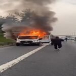 TEM Otoyolu’nda kamyonet yangını paniğe neden oldu